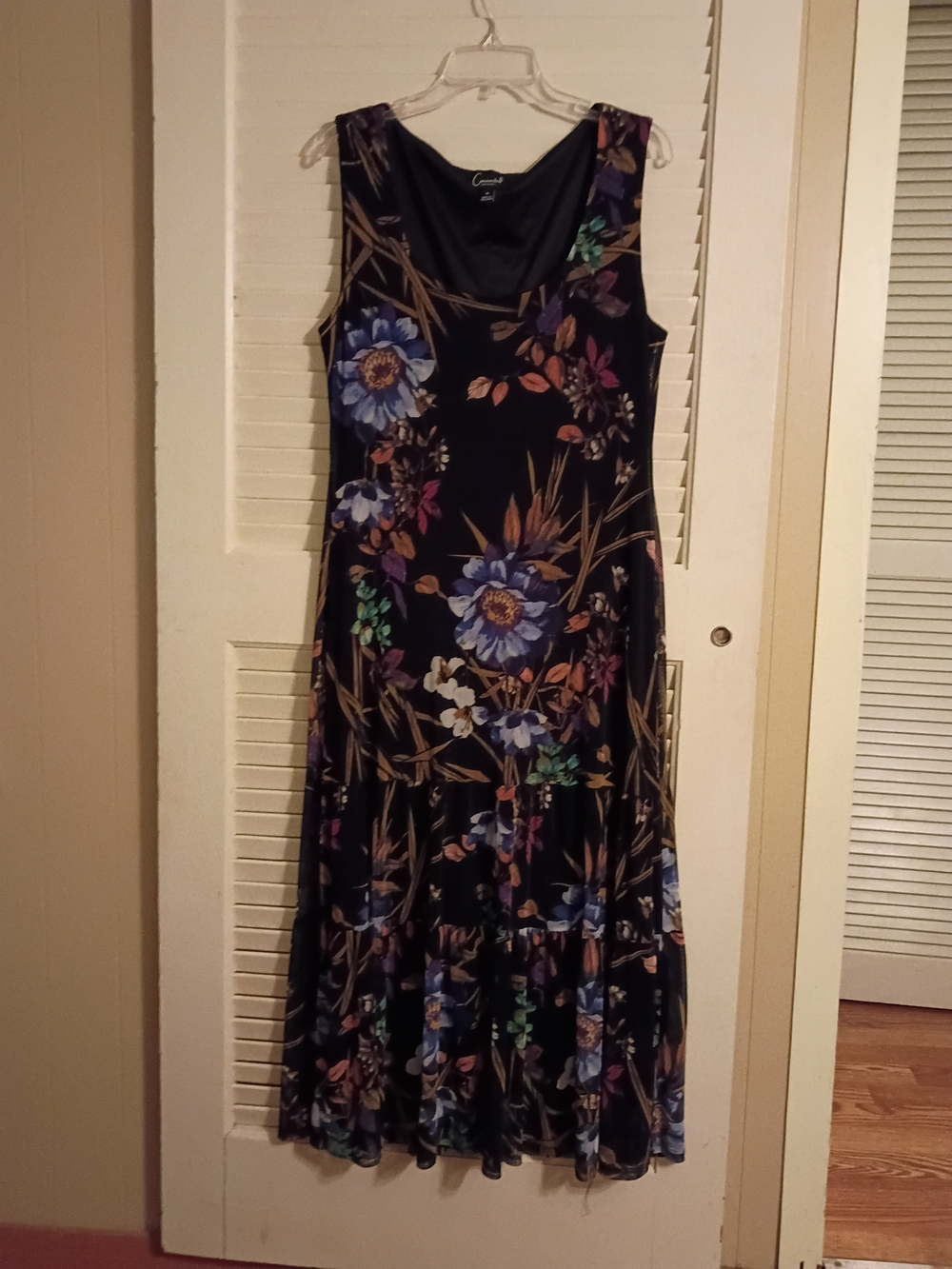 connected apparel Black Floral Sleeveless Maxi Dress with Blue and Teal Accents - Picture 2 of 4
